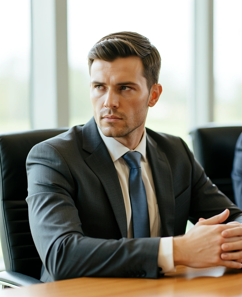 Profesional pria dalam pertemuan bisnis